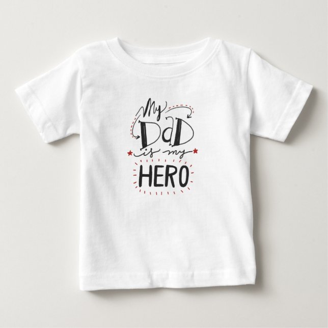 T-shirt Pour Bébé Fête des pères - "Mon père est mon héros" (Devant)
