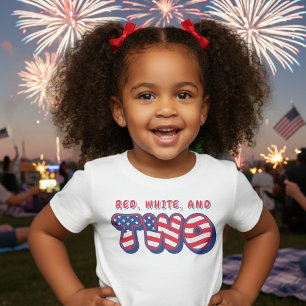 T-shirt Pour Bébé Fête du 2ème anniversaire Drapeau patriotique amér
