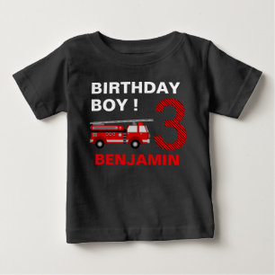 T-shirt Pour Bébé Feu Camion 3e fête d'anniversaire