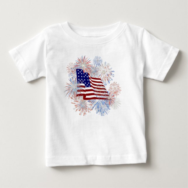 T-shirt Pour Bébé Feux d'artifice de drapeau américain de KRW (Devant)