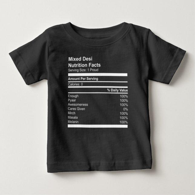 T-shirt Pour Bébé Fiches nutritionnelles mixtes de Desi Toddler Jers (Devant)