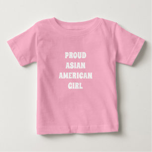 T-shirt Pour Bébé Fier Asiatique Américaine Fille, blanc rose T-shir