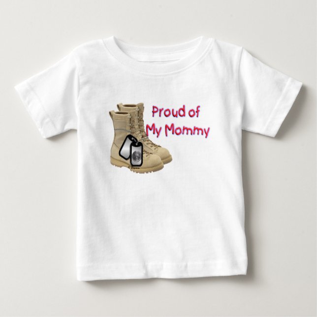 T-shirt Pour Bébé Fière de ma maman (armée) (Devant)