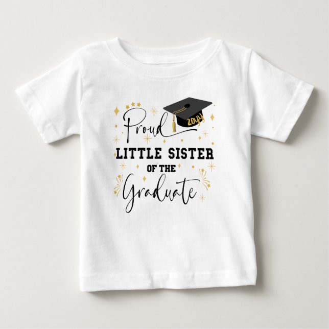 T-shirt Pour Bébé Fière Petite Soeur Du Diplômé | Diplôme (Devant)