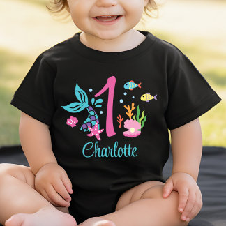 T-shirt Pour Bébé Fille 1er anniversaire Mermaid Tail mer personnali