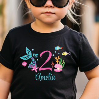 T-shirt Pour Bébé Fille 2e anniversaire Mermaid Tail mer personnalis