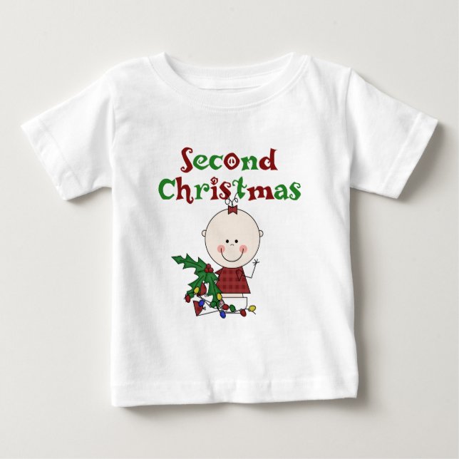 T-shirt Pour Bébé Fille 2e Noël Enfants Fêtes de bébé (Devant)