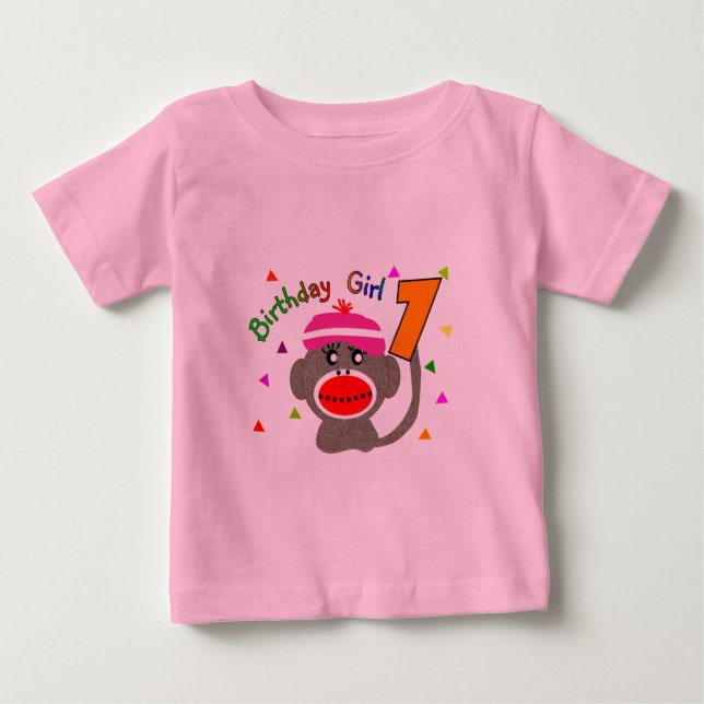 T-shirt Pour Bébé Fille d'anniversaire "1" année (Devant)