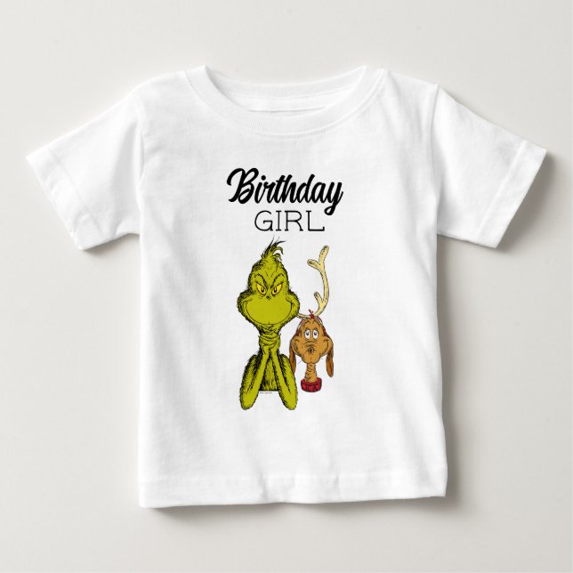 T-shirt Pour Bébé Fille d'anniversaire Grinch Tableau Noir (Devant)