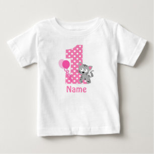T-shirt Pour Bébé Fille d'anniversaire Kitty Chat rose chemise perso