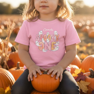 T-shirt Pour Bébé Fille de 1ère année Groovy Spooky Rose Fantôme