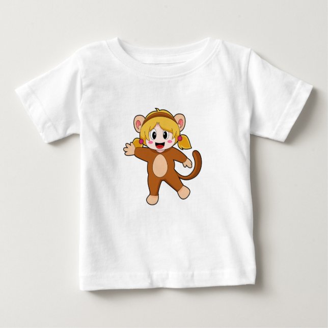 T-shirt Pour Bébé Fille déguisée en singe (Devant)