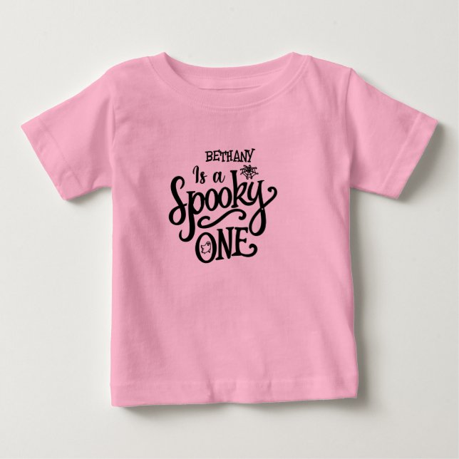 T-shirt Pour Bébé Fille Éffrayant un premier anniversaire Halloween (Devant)