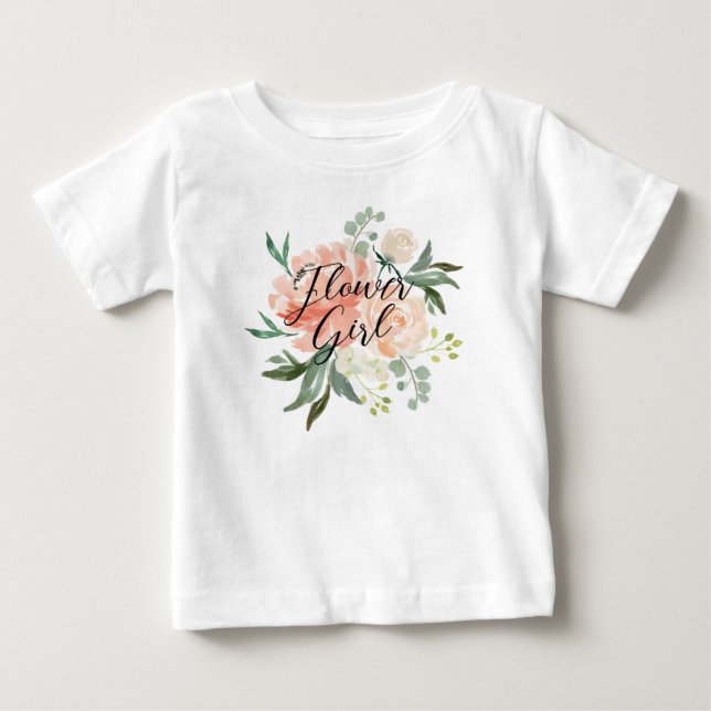 T-shirt Pour Bébé Fille Fleur Blush Floral (Devant)