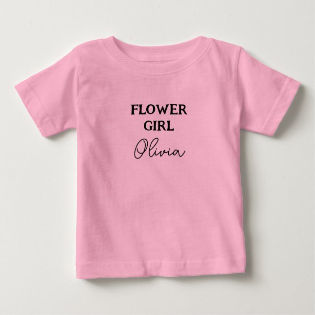 T-shirt Pour Bébé Fille Fleur Personnalisé Rose (Devant)