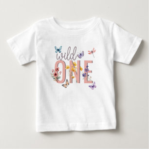 T-shirt Pour Bébé Fille Florale Anniversaire Sauvage & Merveilleux