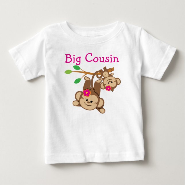 T-shirt Pour Bébé Fille singes Big Cousin (Devant)
