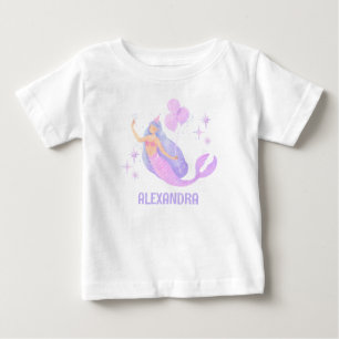 T-shirt Pour Bébé Fille Sirène Violette 1er Anniversaire Sous La Mer