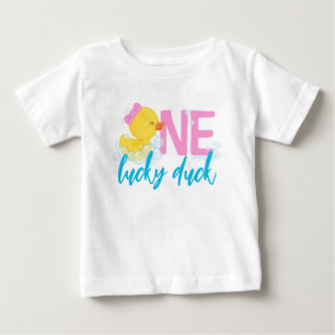 T-shirt Pour Bébé Fille Une Canard Chanceux Aquarelle Canard 1er Ann