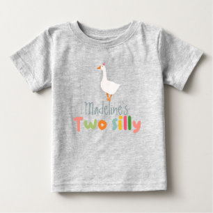 T-shirt Pour Bébé Filles Deux Oie Idiote 2ème Anniversaire