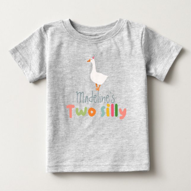 T-shirt Pour Bébé Filles Deux Oie Ridicule 2ème Anniversaire (Devant)