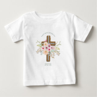T-shirt Pour Bébé Filles floral rose BAUTIZO baptême Bautismo prénom