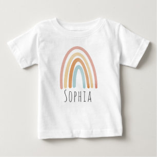 T-shirt Pour Bébé Filles Mignonnes Rose Bohème Aquarelle Arc-en-ciel
