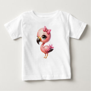 T-shirt Pour Bébé Flamant Aquarelle Dessin Animé Clipart-95059