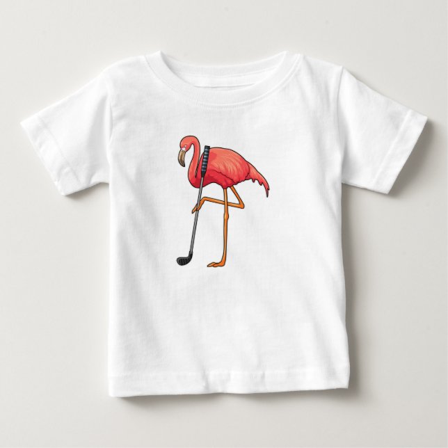 T-shirt Pour Bébé Flamant rose à Golf avec Golf Club (Devant)