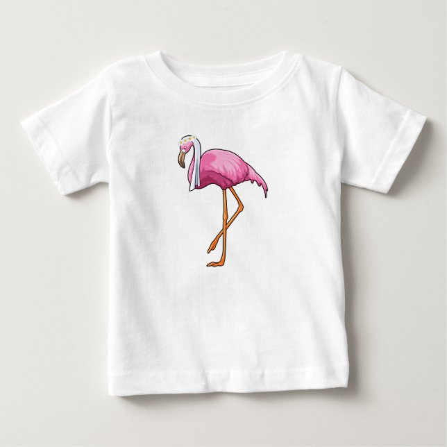 T-shirt Pour Bébé Flamant rose en mariée avec voile (Devant)