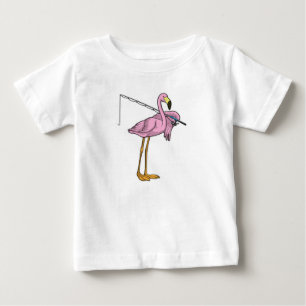 T-shirt Pour Bébé Flamant rose Pêche Pêcheur Pêcheur canne