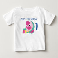 Flamant rose rose avec fruits Premier anniversaire