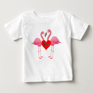 T-shirt Pour Bébé Flamant rose rose Love Design - Baby Fine Jersey T