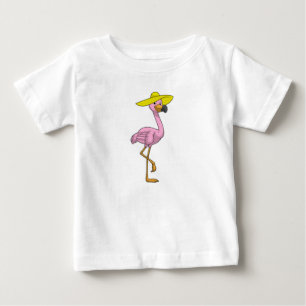 T-shirt Pour Bébé Flamant rose sur la plage avec Casquette