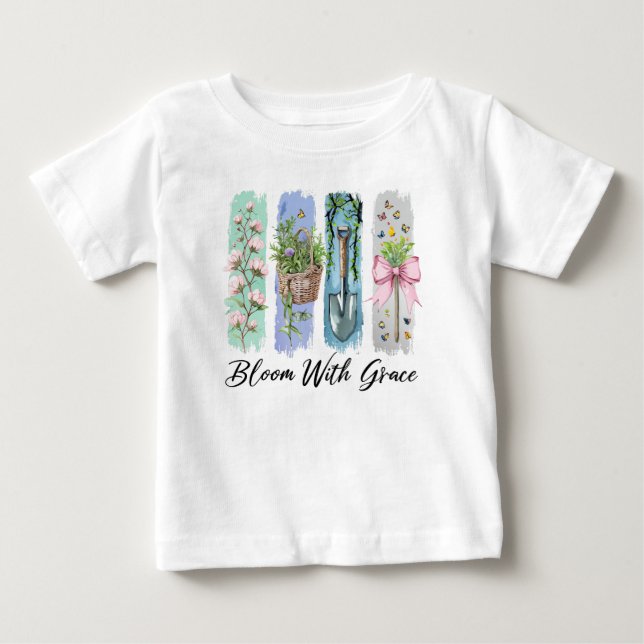 T-shirt Pour Bébé Fleur avec Grace Garden Floral Art (Devant)