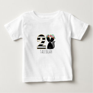 T-shirt Pour Bébé Fleur Bébé Stripes Skunk Second Birthday Chemise