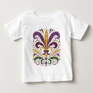 T-shirt Pour Bébé Fleur de lis jaune et vert violet
