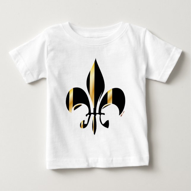 T-shirt Pour Bébé Fleur de Lis noir et or (Devant)