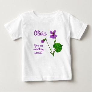 T-shirt Pour Bébé Fleur de naissance de février Aquarelle Violet Min