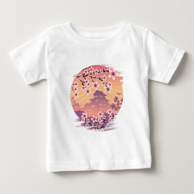 T-shirt Pour Bébé Fleur de pêche (Devant)