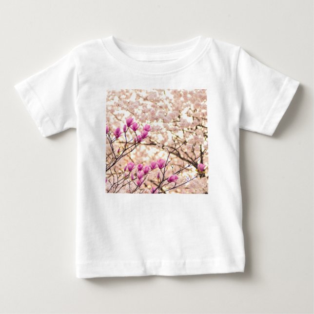 T-shirt Pour Bébé Fleur de printemps rose pourpre en floraison (Devant)