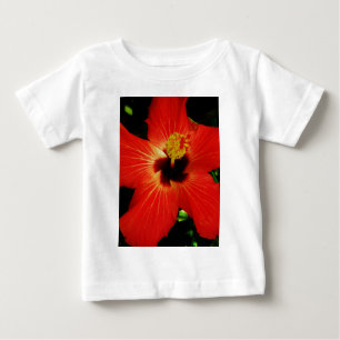 T-shirt Pour Bébé Fleur d'Hibiscus rouge-orange