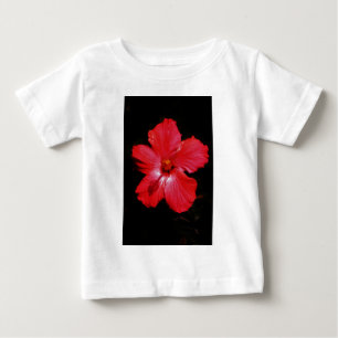 T-shirt Pour Bébé Fleur d'Hibiscus rouge rose chaud sur noir