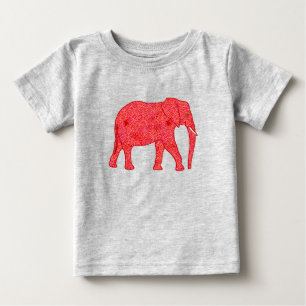 T-shirt Pour Bébé Fleur éléphant - rouge profond et corail bébé T-sh