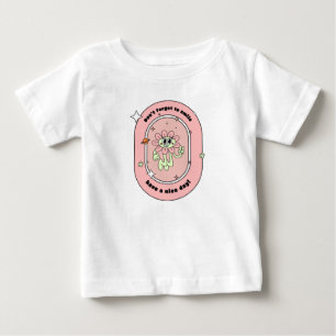 T-shirt Pour Bébé Fleur Planètes Étoiles Sourire Peche