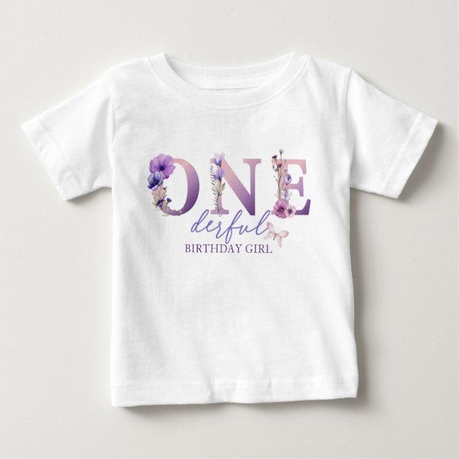 T-shirt Pour Bébé Fleur sauvage indépendant 1er anniversaire fille T (Devant)