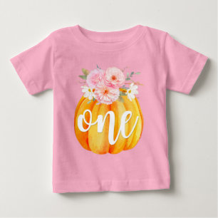 T-shirt Pour Bébé Fleurs d'automne Citrouille Fille Premier Annivers