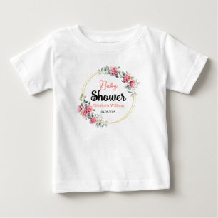 T-shirt Pour Bébé Fleurs de roses et d'eucalyptus aquarelles pour Ba