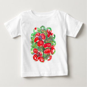 T-shirt Pour Bébé Fleurs rouges Pavot Floral Doodle Imaginaire