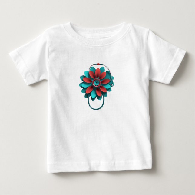 T-shirt Pour Bébé Floral Stethoscope Design – Unique Medical & Healt (Devant)